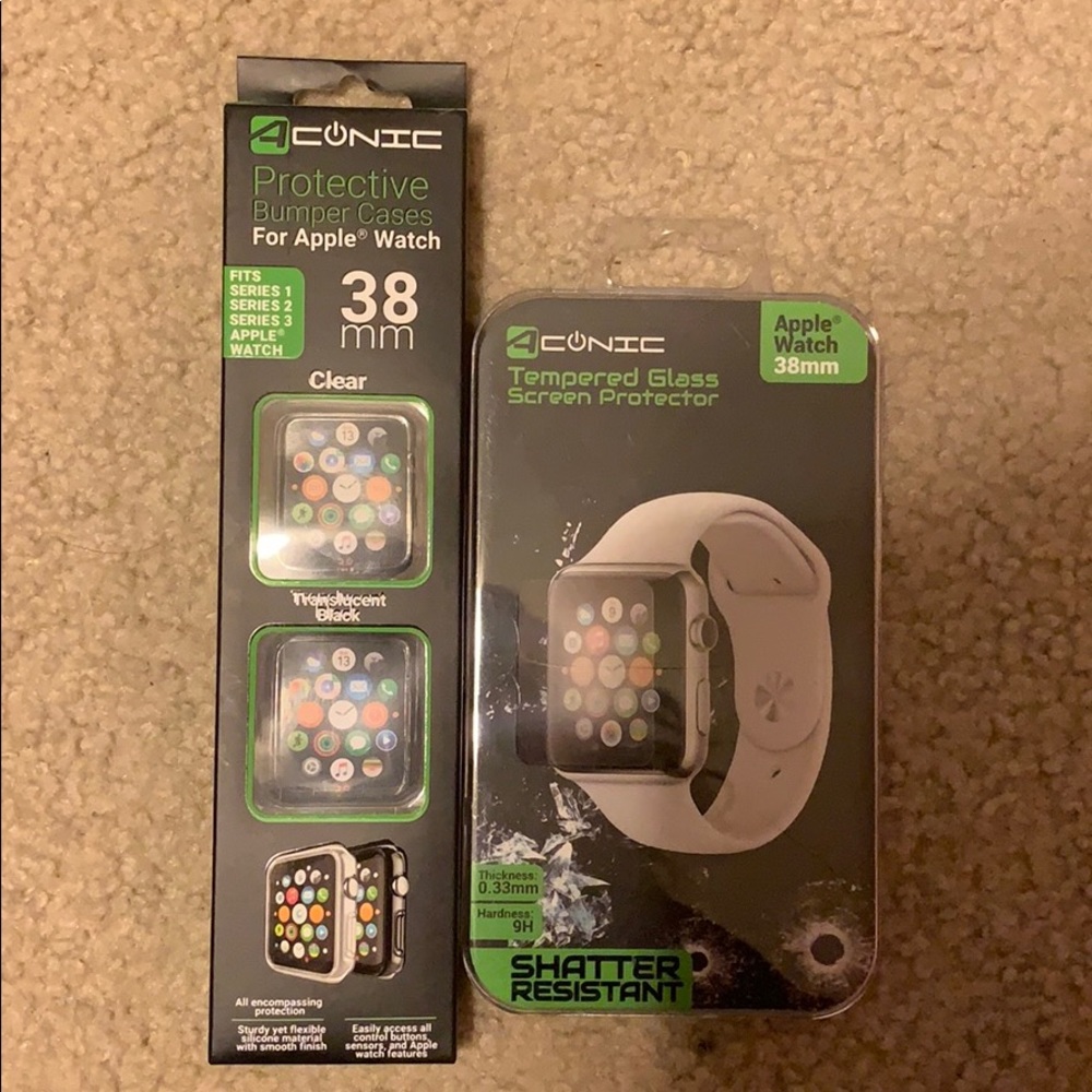 apple watch bumper case and tempered glass screen